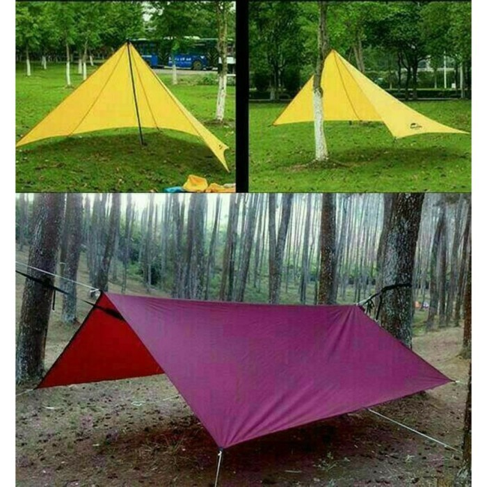 Flysheet Waterproof 19 Loop Ukuran 3x4m , 2x3m , 3x3m Ultralight Tarp Tend Buscraft Tenda Darurat