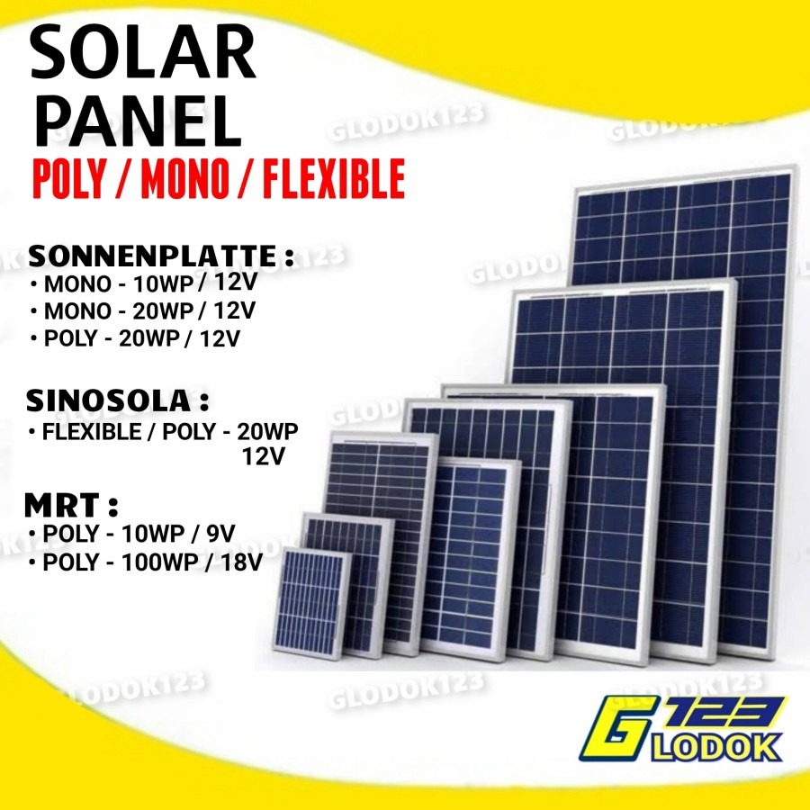 Solar Panel Cell Tenaga Surya Mono Poly Flexible 10WP 20WP