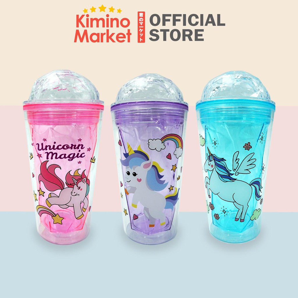 Botol Minum Plastik Lucu Karakter Unicorn 4 Varian Warna Unik Berkualitas