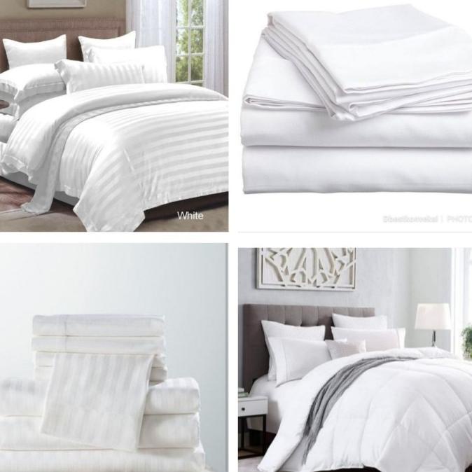 Best Product Sprei Hotel Sprei Polos Putih Sprei Salur Uk 90X200 100X200 120X200 - Paling Diminati
