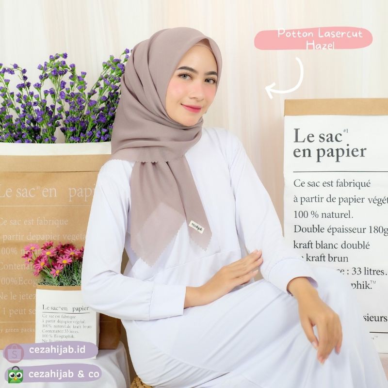 Hijab Segi Empat Lasercut Pollycotton 115x115 / CEZAHIJAB CEZA HIJAB