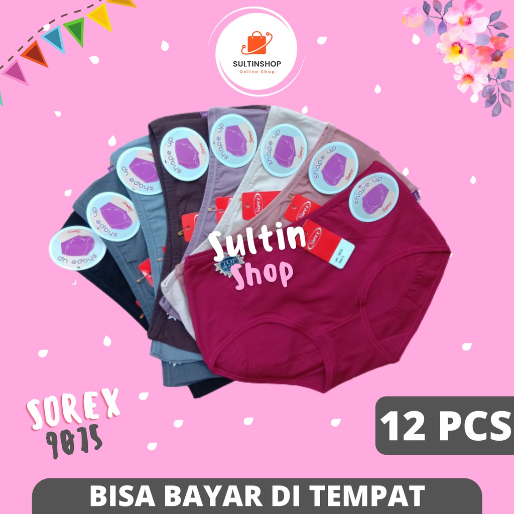 12 Pcs Celana Dalam Wanita Merk Sorek / CD Sorex 9075 Ukuran M L XL XXL XXXL / Celana Dalem Perempua