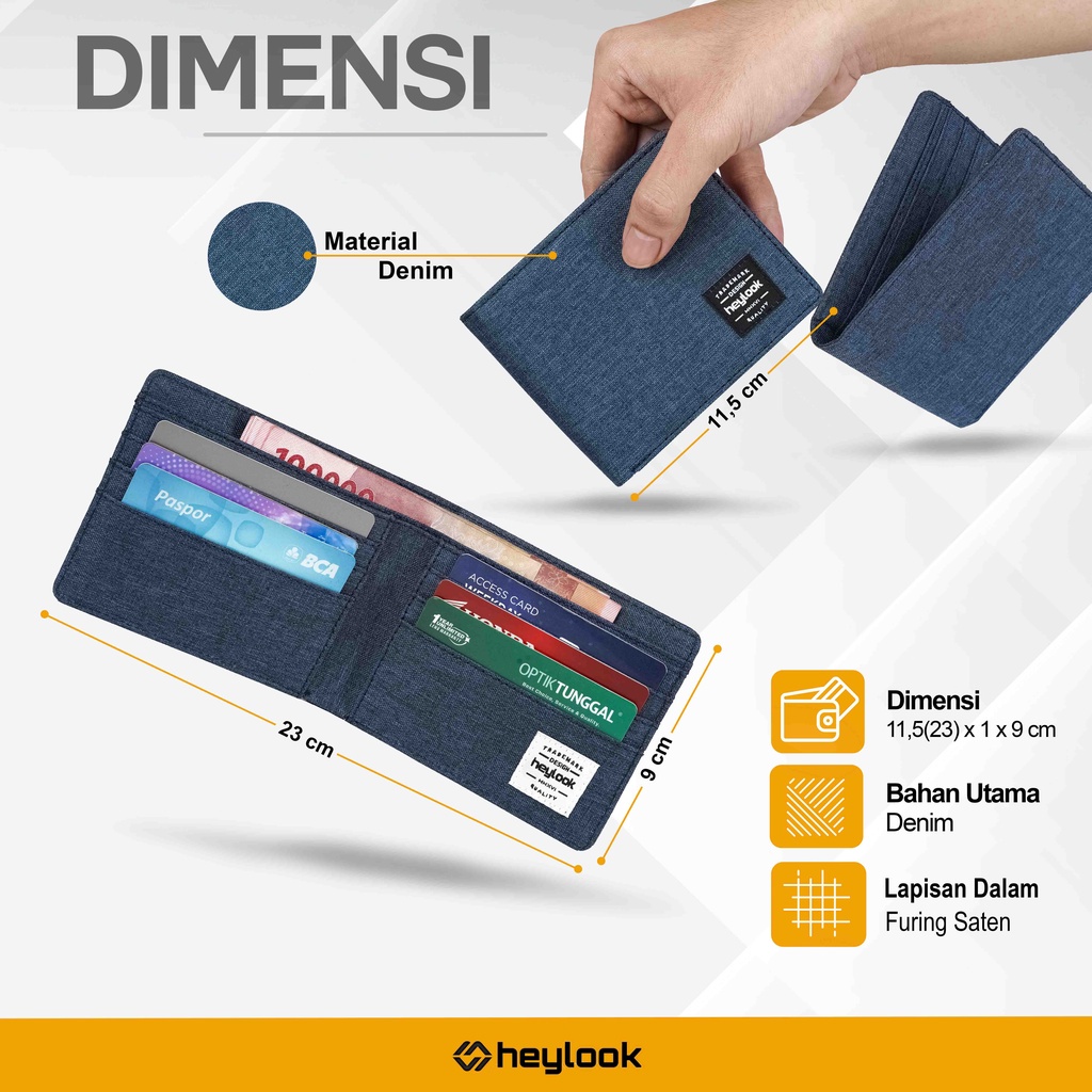 HEYLOOK Project - Dompet Pria Pendek DALLAS Dompet Denim Lipat Premium Pria Distro