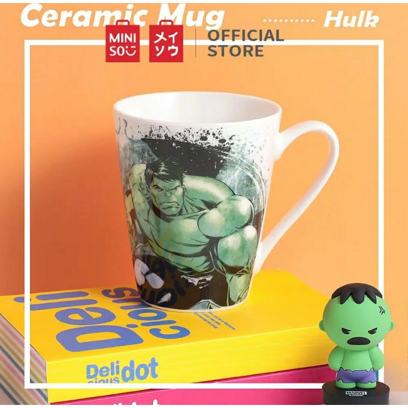 MINISO Marvel Cangkir Keramik Mug Gelas karakter lucu Gelas Minum Susu Kopi Tumblr Kramik 346ml