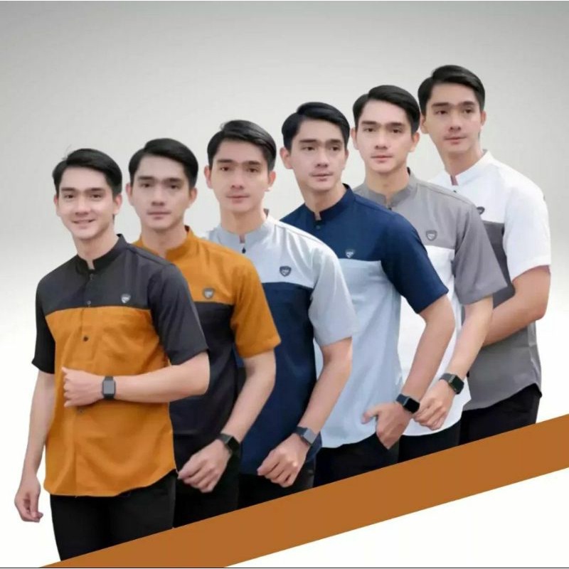 Baju koko kurta pria dewasa lengan pendek bahan premium terbaru