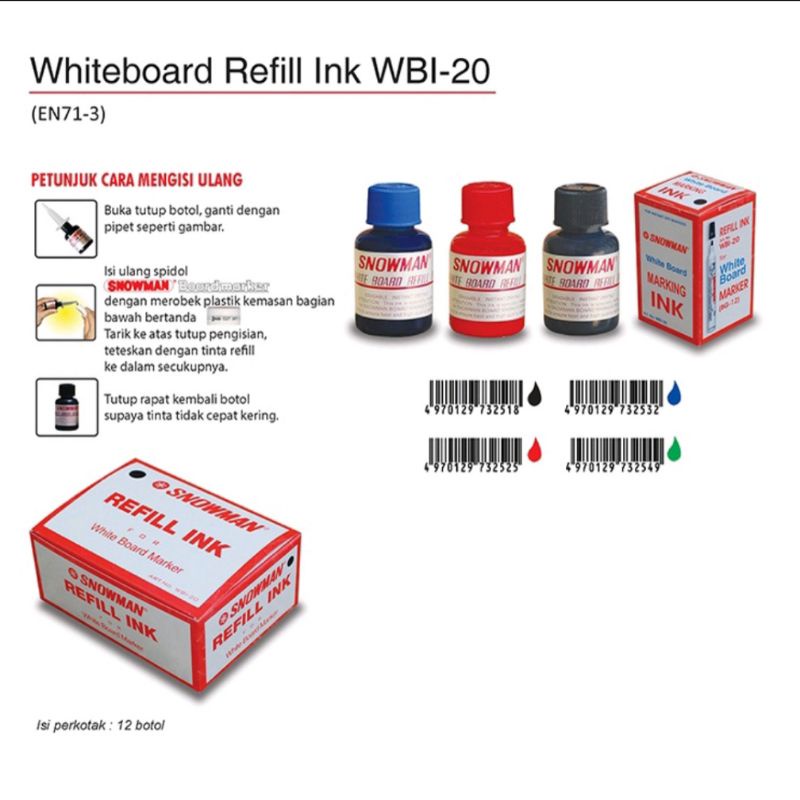 

Tinta spidol Snowman WhiteBoard WBI-20 ( 1pcs )
