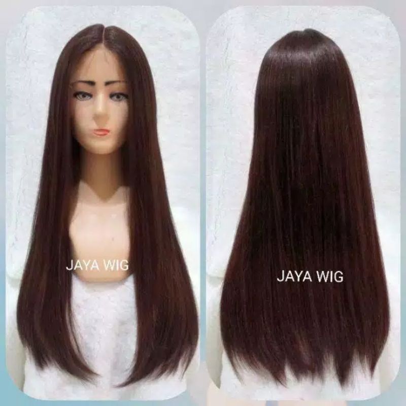 Rambut Palsu Wanita Lurus Panjang Belah Tengah Tanpa Poni