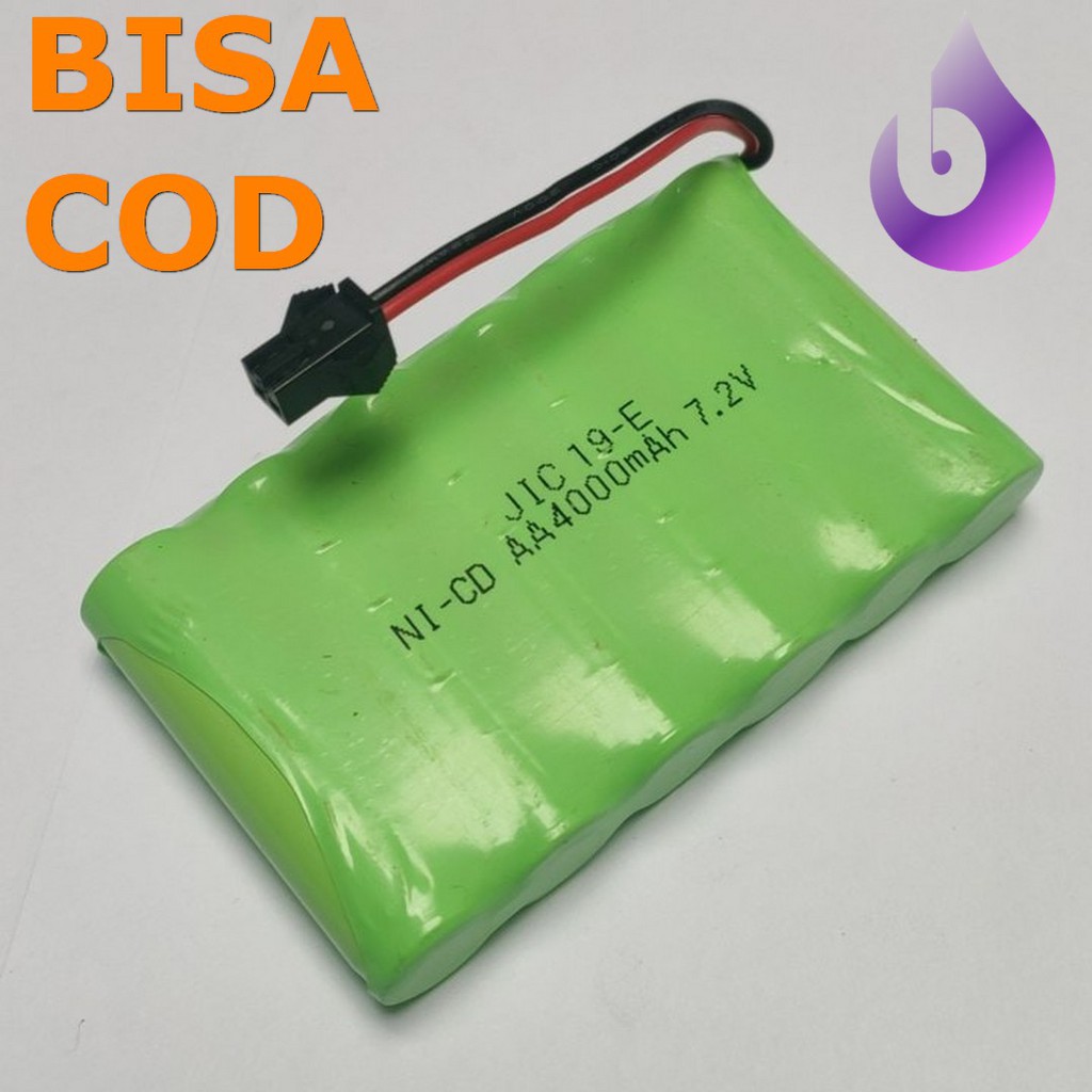 Baterai NiCd RC AA 4000mAh 7.2V Socket Hitam isi 6