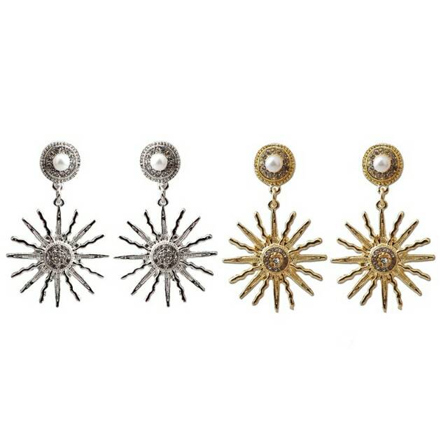 Ear drop sunflower shape earring