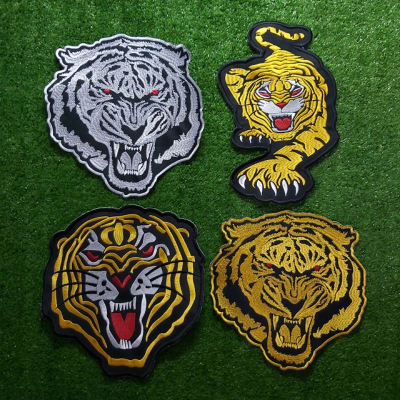 Backpatch Bordir Kepala Macan/Emblem Punggung Macan Putih Ukuran Besar