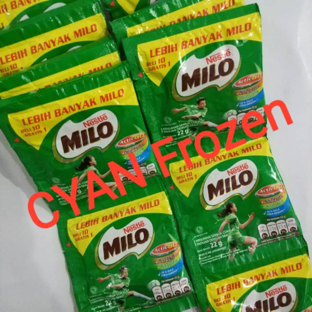 

Milo Sachet 22gr Promo 10+1 (10sachets/renceng)