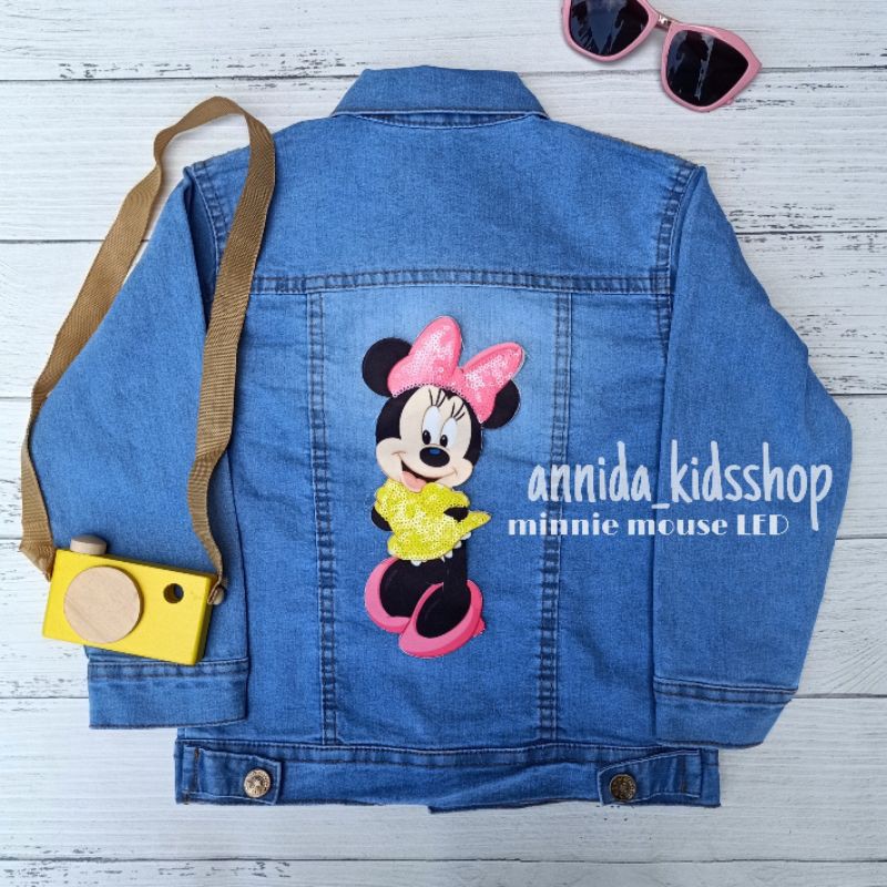 jaket jeans anak minnie mouse LED / Jaket jeans anak LED/ Jaket jeans anak