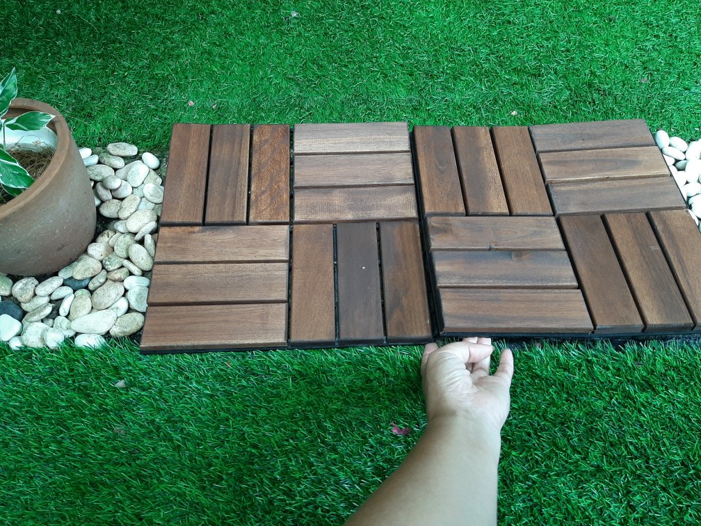 Runnen Dek Lantai Kayu Luar Ruang Diwarnai Cokelat / Flooring Decking Outdoor 9 Pcs