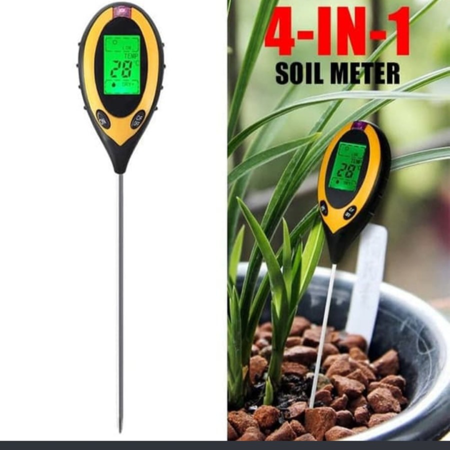 Digital soil meter tester ph tanah 4 in 1 survey garden tanaman peralatan berkebun taman serbaguna