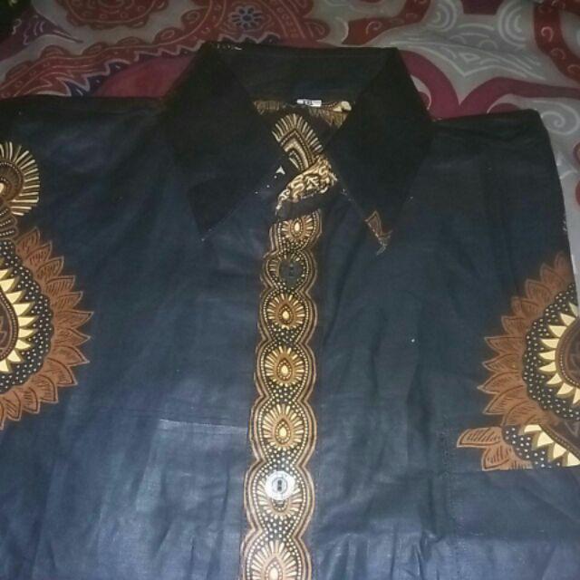 Kemeja Batik Kerja Big Size Jumbo Size Fit Xxl Ld 115 Warna Hitam Putih Casual Formal Kondangan