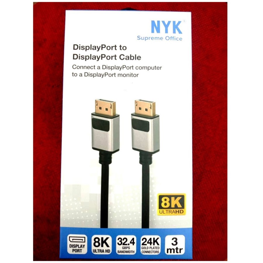 Kabel DisplayPort to Display Port UHD 8K 4K NYK DP to DP M Male 3M