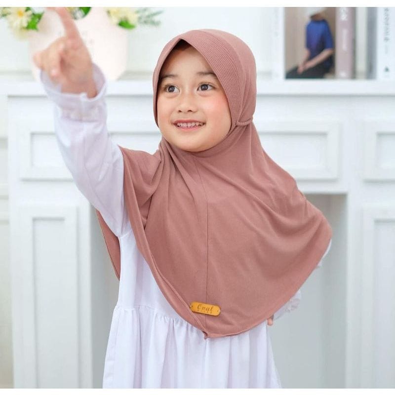 Jilbab Anak Ropel Tali Ulir Usia 3-7 Tahun Bahan Jersey Terbaru / Alody's Collection