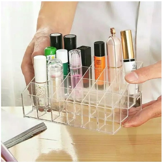 RAK LIPSTIK 24 SLOT / RAK KOSMETIK LIPSTIK ACRYLIC 24 SLOT / LIPSTIK STORAGE BOX / TEMPAT PENYIMPANAN LIPSTIK / MAKEUP ORGANIZER