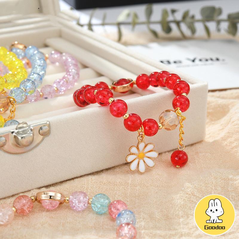 Gelang Rumbai Bunga Daisy Kristal Korea Wanita Gadis Gelang Perhiasan Aksesoris -Doo