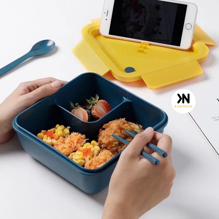 Kotak Makan Bento Box Set Transparan 1100 BPA FREE