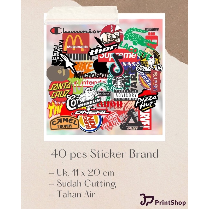

40 PCS STICKER LOGO BRAND MURAH