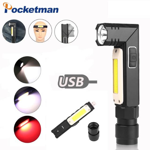 Pocketman Senter LED Rotatable Head Magnetic Tail XPG+COB 10000 Lumens