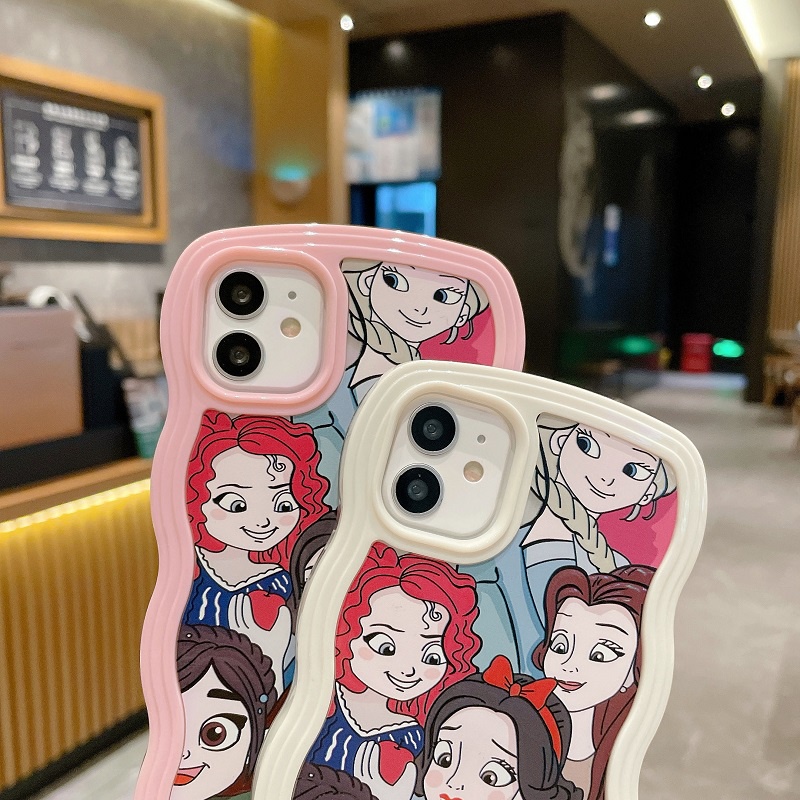 2 in 1 case Pelindung Tahan Jatuh Pola Kartun princess Untuk iPhone 11 12 13 Pro MAX X XR XS MAX