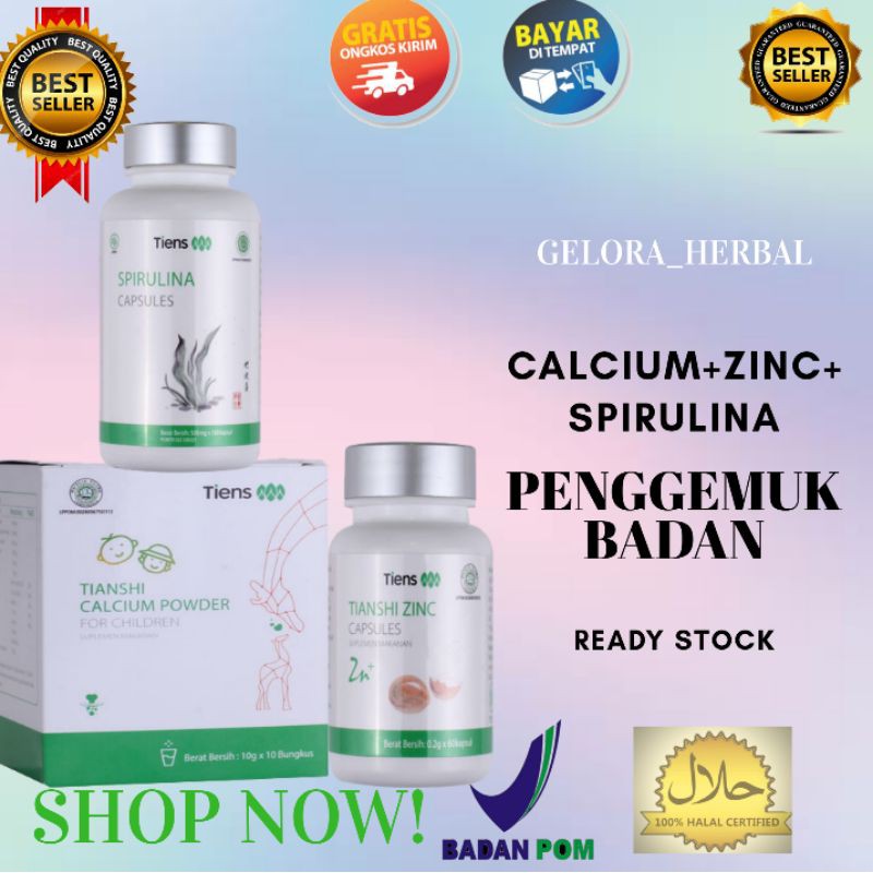 (COD)Tiens / Tienshi PAKET PENGGEMUK BADAN GOLD | Zinc Spirulina Calcium