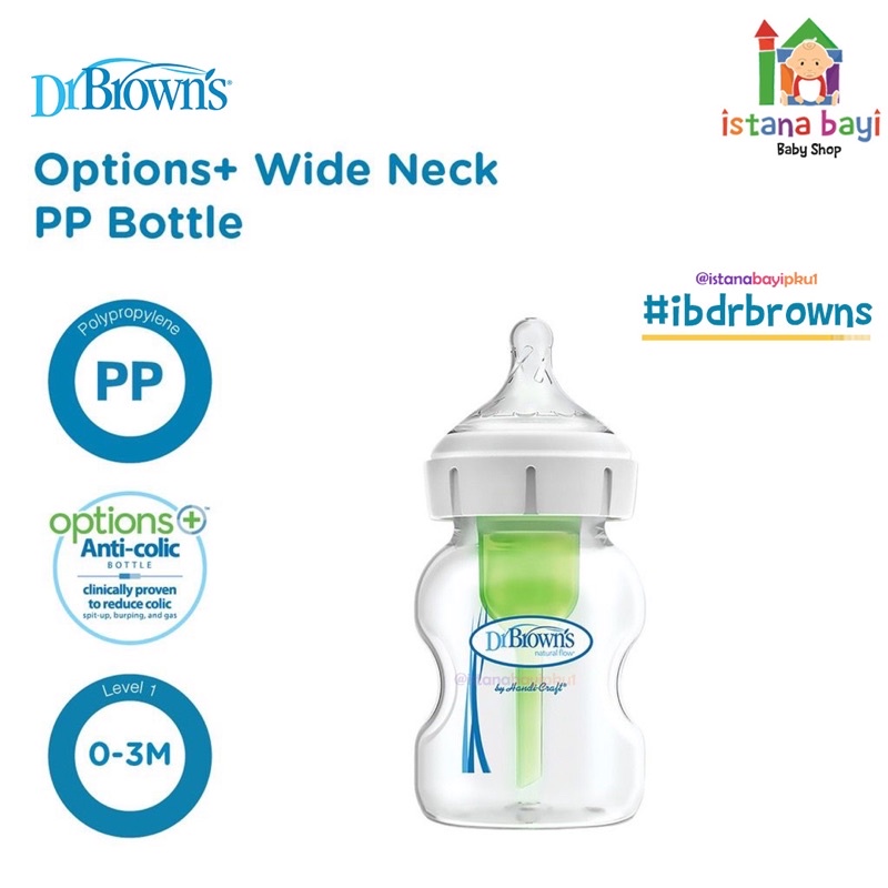 Dr.Browns 5oz / 9oz Options+ Baby Bottle PP Wide Neck WB91600/WB51600