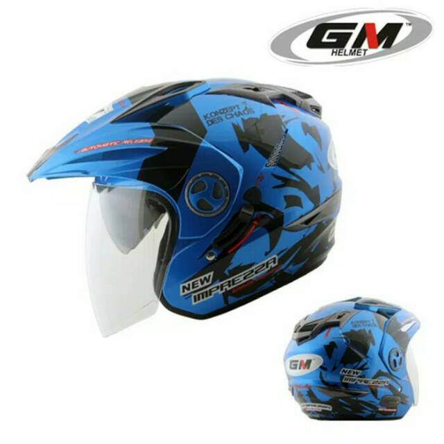 HELM GM IMPREZZA GEN DOUBLE VISOR - HITAM PUTIH
