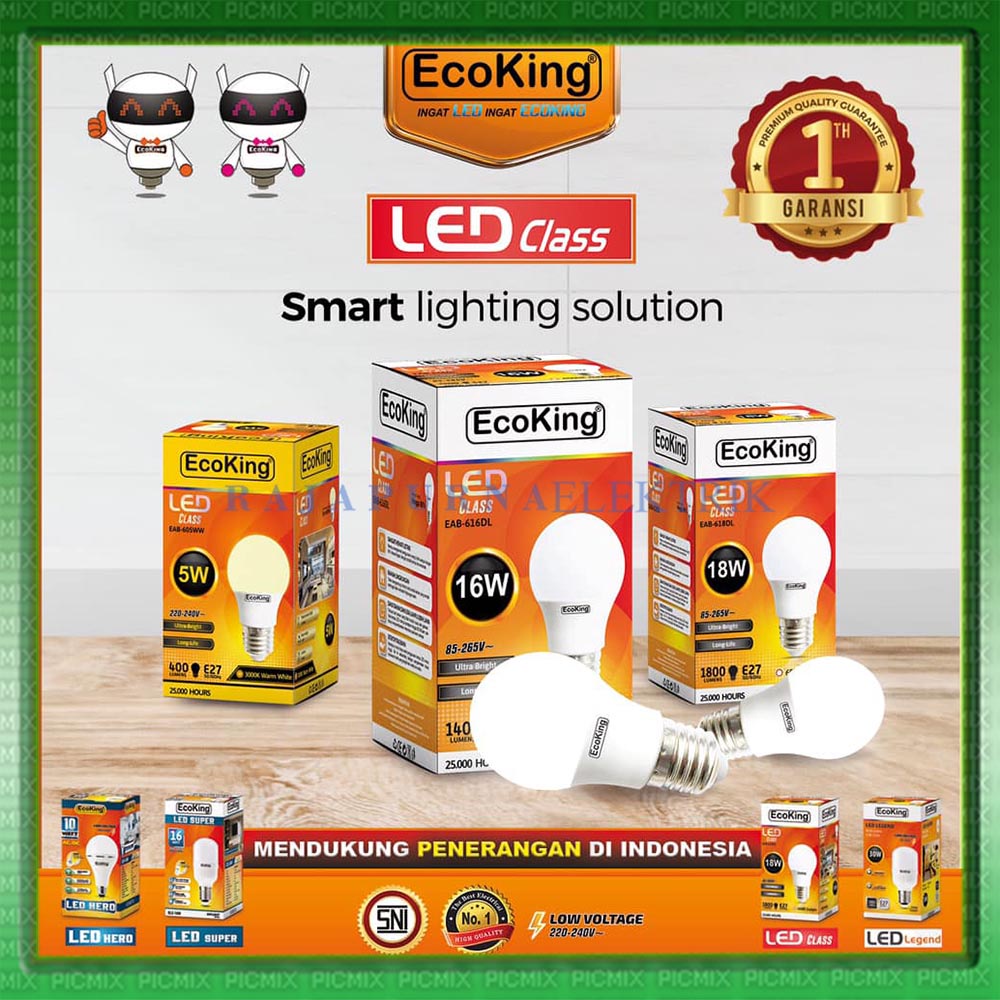 LAMPU LED ECOKING 3W - 18W SUPER TERANG - TAHAN LAMA 3 Watt - 18 Watt