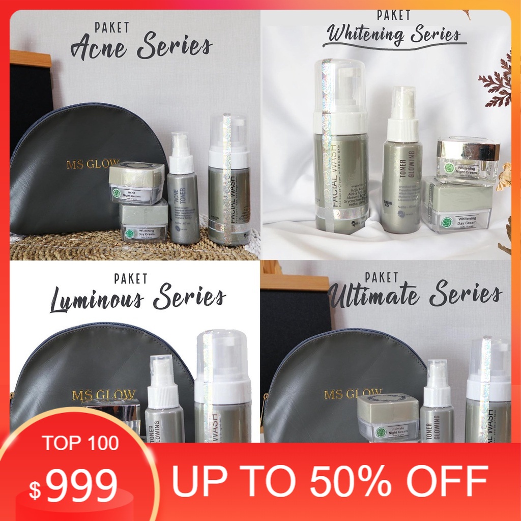 ready stok Ms Glow Original Paket Perawatan Wajah / Paket Whitening Ms Glow Paket Luminous / Paket A