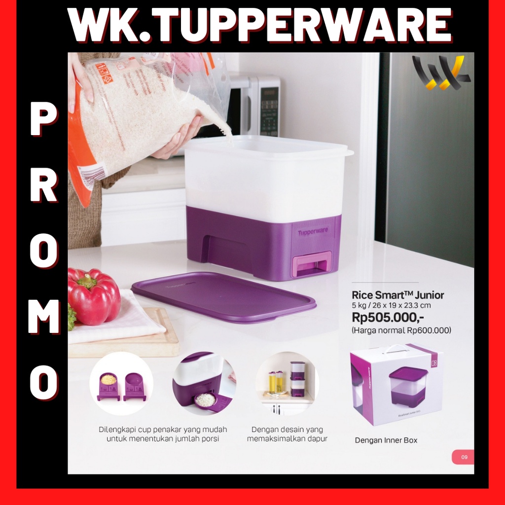 TEMPAT BERAS 5 kg WADAH BERAS 5 kg RICE SMART JUNIOR TUPPERWARE TEMPAT BERAS PLASTIK TEMPAT BERAS ES