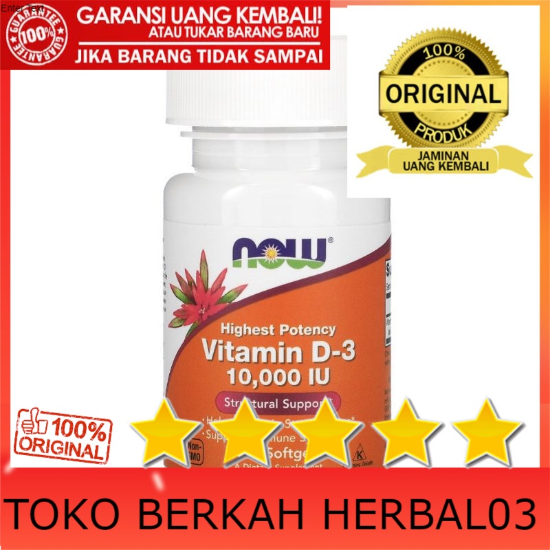 100% ASLI NOW FOODS VITAMIN D3 10000 IU 120 SOFTGELS D-3 D 3 10,000  FOOD 10000IU