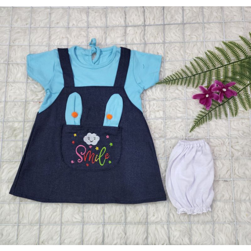 baju bayi perempuan set dress denim baby girl