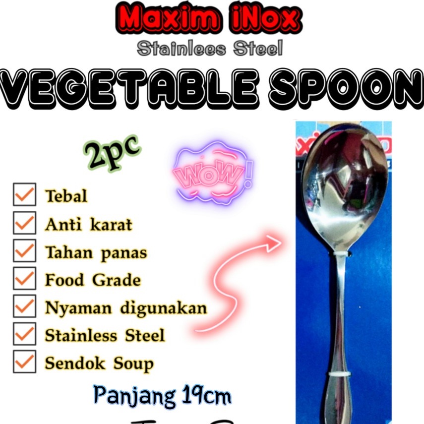 Maxim Sendok Sayur Aprilia isi 2 pcs / Vegetable Spoon Maxim Stainless Steel