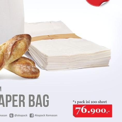 

KANTONG KERTAS / PAPER BAG MAKANAN POLOS uk 23,5x12+8cm isi 100pc - Putih