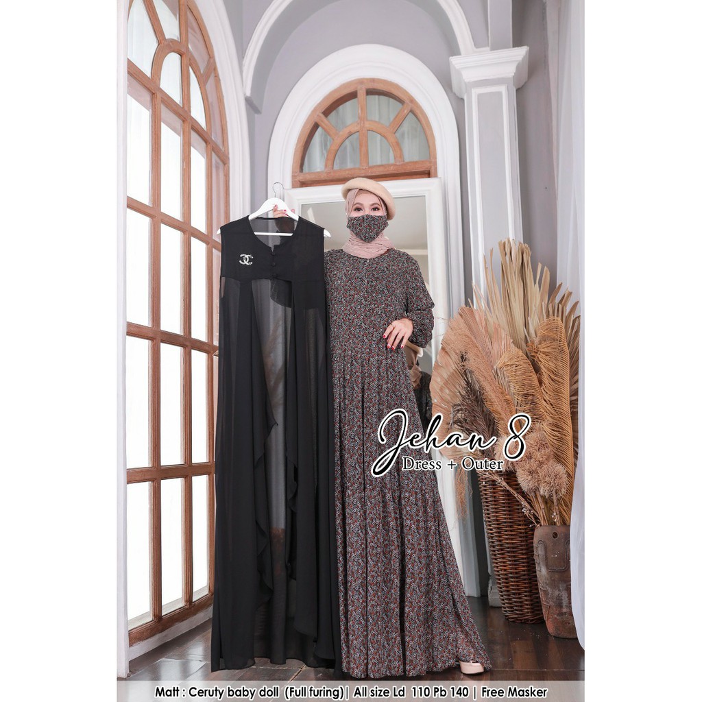 Dress Jehan 8/Gamis Muslim/Free Masker/