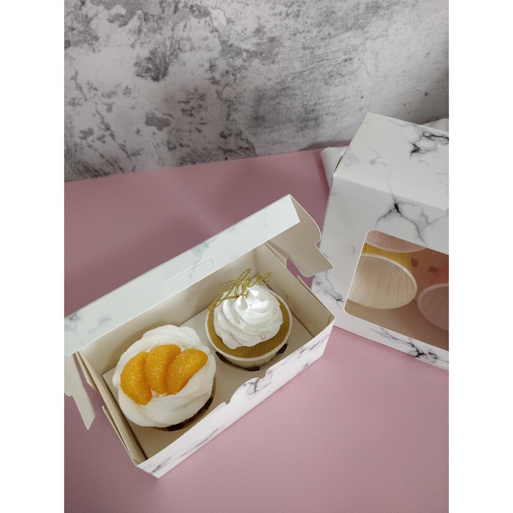

Box Kotak Dus Kue Cupcake Kotak Cupcake Marble (Isi 2) 16 X 9 X 7.5