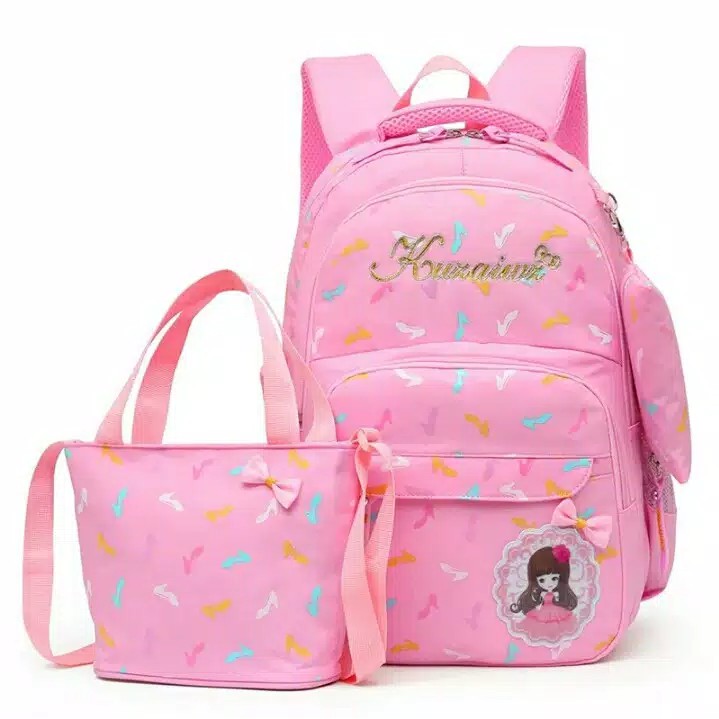 Tas Sekolah Anak Perempuan / Tas Ransel Anak Motif Terbaru Sepatu Kaca Tas Ransel Anak Perempuan