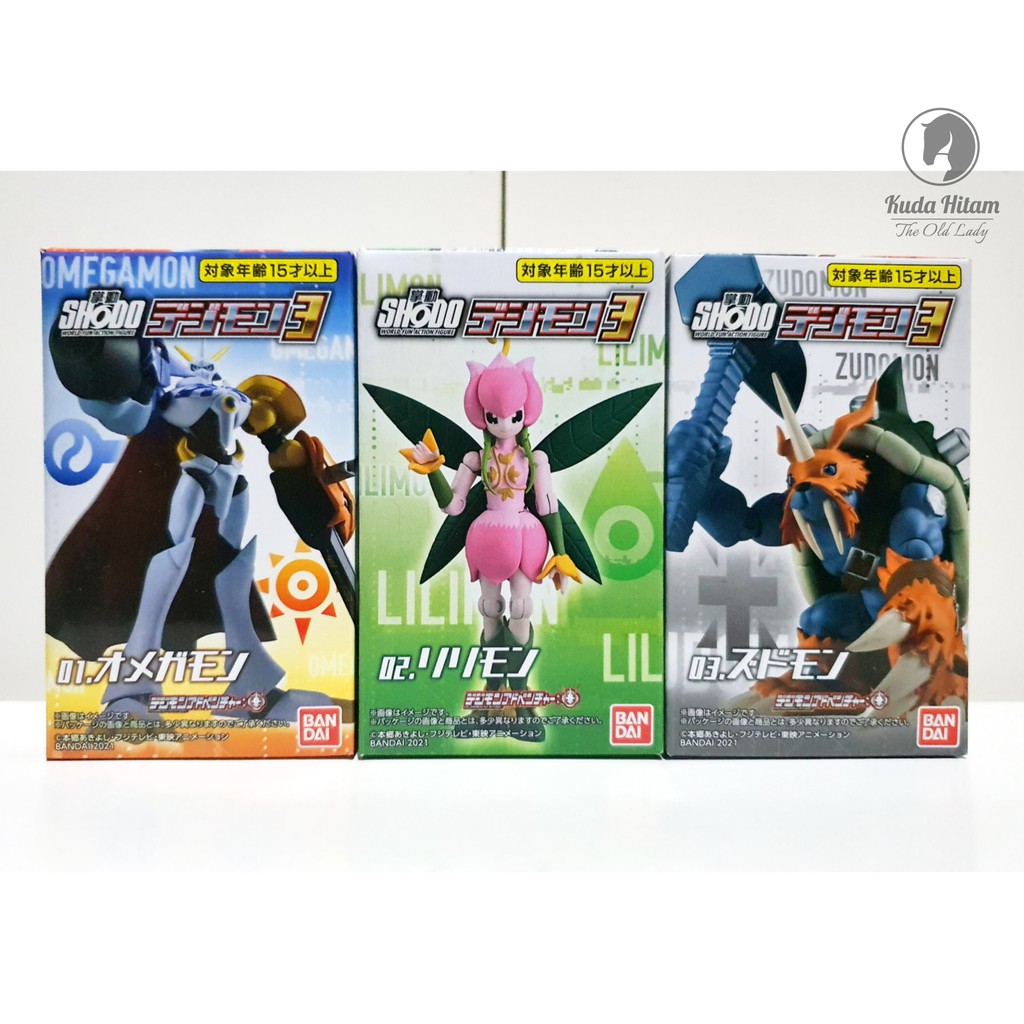 Bandai Shodo Digimon 3 Omegamon Omnimon Lillymon Lilymon Lilimon Zudomon