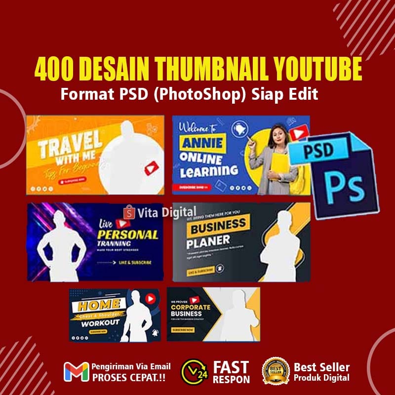 400+  Desain Template Thumbnail Youtube Format PSD