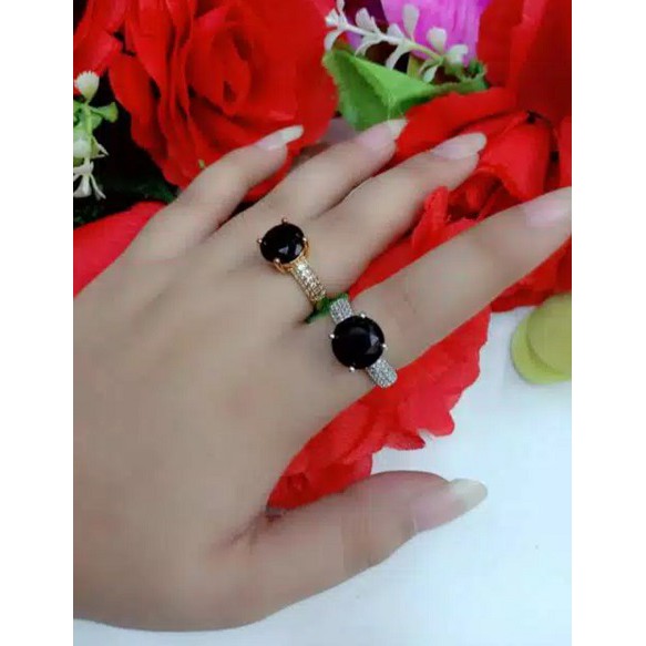 Cincin Permata Hitam Wanita  xuping gold silver