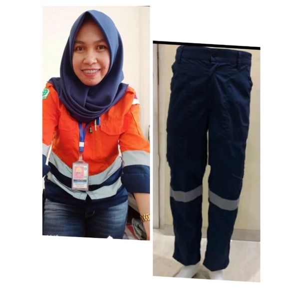 SETELAN SERAGAM SAFETY ORANYE DONGKER KANCING