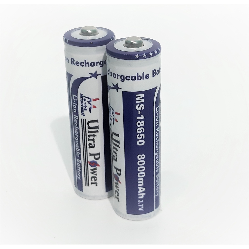 Baterai Charger MS18650 Li-ion 3.7volt - 8000mAh Warna Biru paket Isi 2pcs Mitsuyama