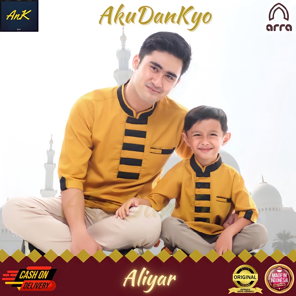 Baju Koko Couple Ayah Dan Anak Lengan Pendek Arra Aliyar Kokoh Muslim Kurta Pakistan