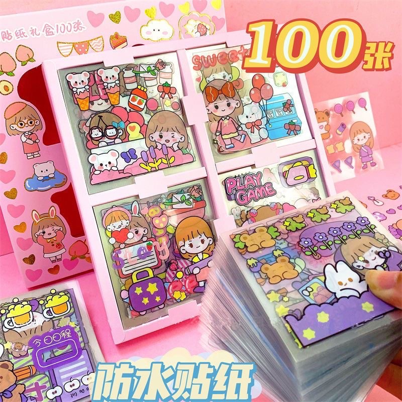 20 Lmbr Stiker aesthetic Motif Kartun Korea Lucu Anti Air Dekorasi Handbook Scrapbook DIY