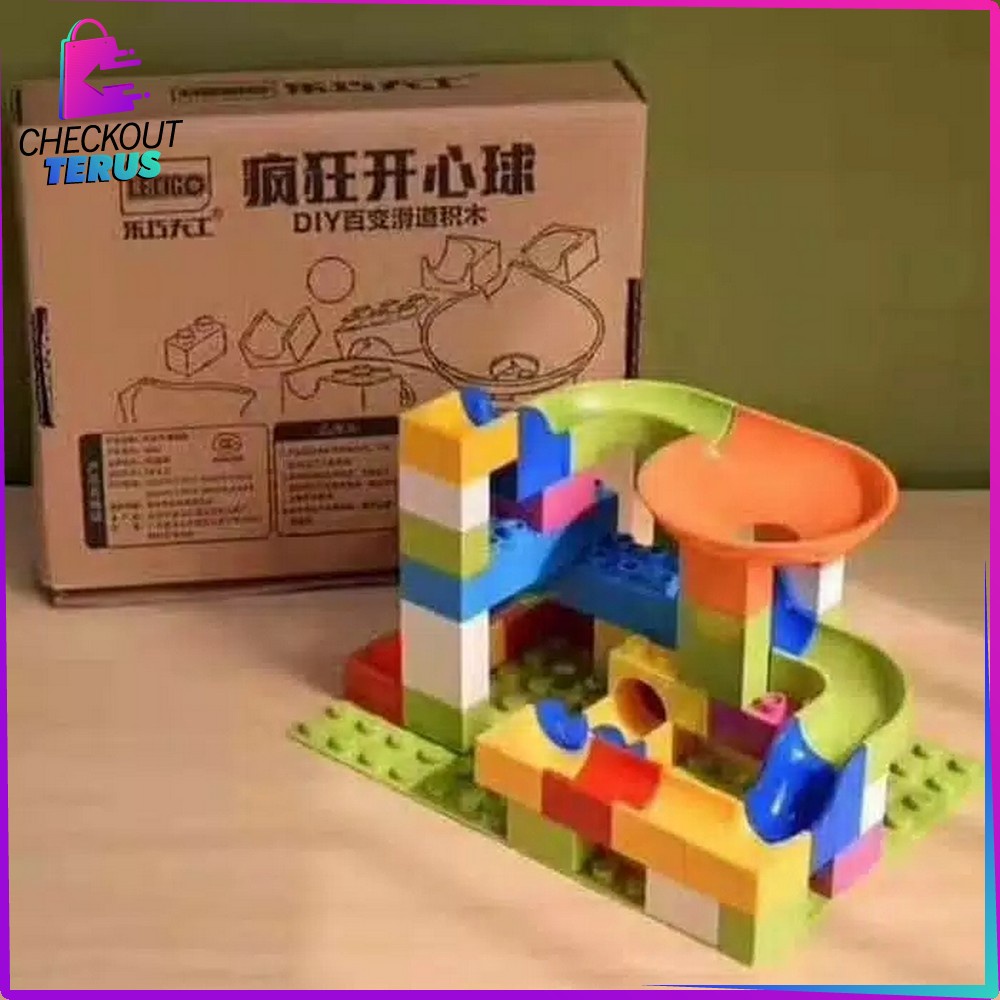 CT M38 Mainan Susun Balok Kelereng Isi 50PCS dan 56PCS Mainan Edukasi Balok Bongkar Pasang Bricks Marble Run Kids