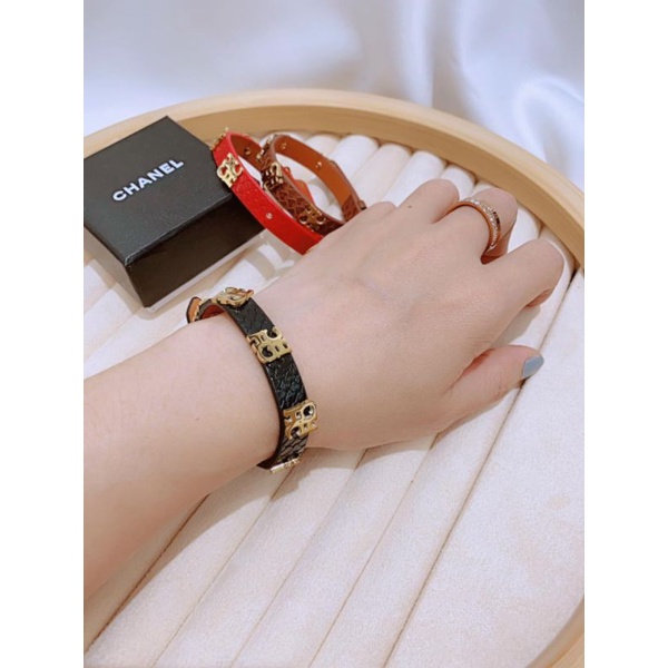 Gelang Kulit Mix Titanium Asli Ch Kulit Waterproof Anti karat Anti alergi Stainless steel 1916