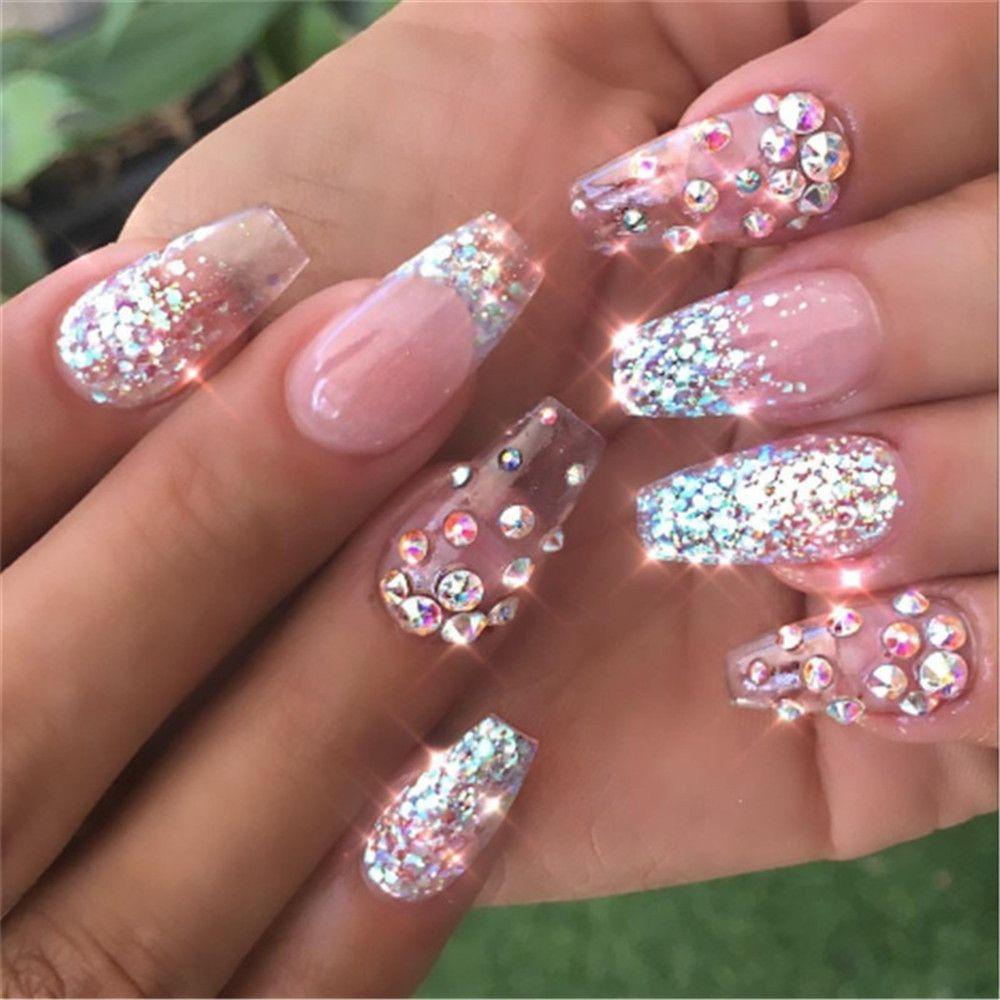 Nanas Kuku Rhinestones DIY Dekorasi Wanita Kecantikan 2mm Bentuk Berlian 3D Nail Art Manicure Decor